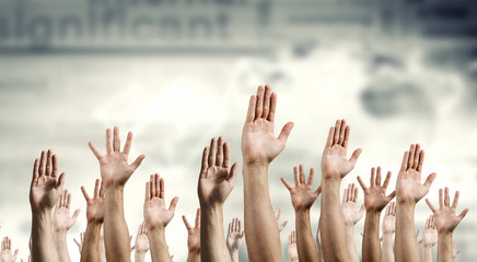 Hands rised up