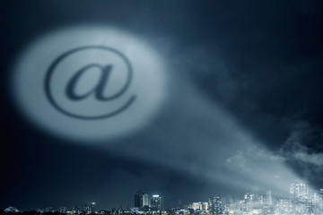 Email symbol in dark sky