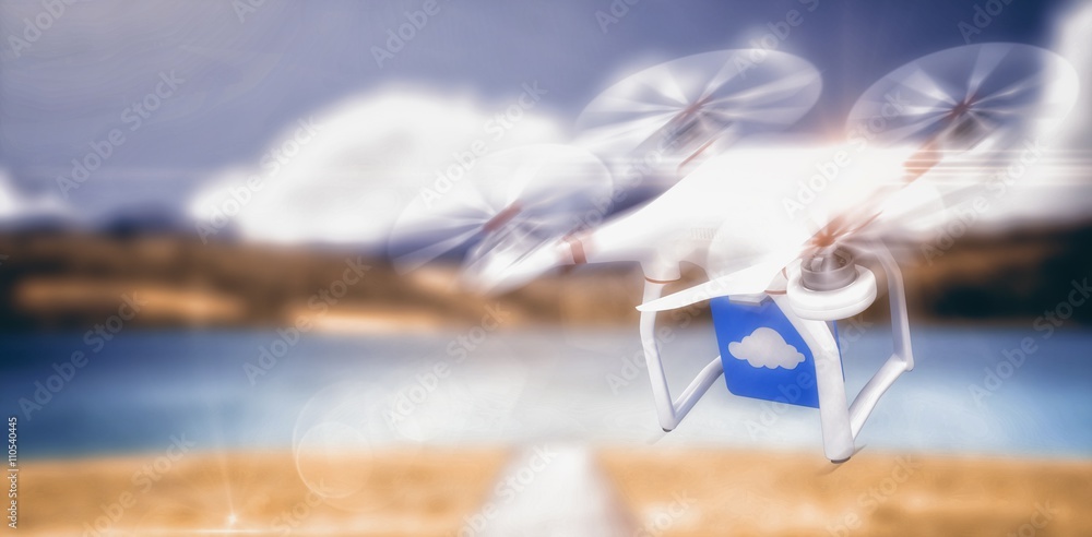Aufkleber composite image of digital image of a drone holding a cube
