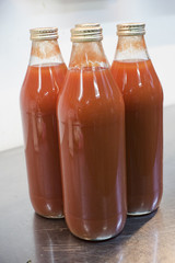 Bottles of Fresh Organic Homemade Tomato Sauce or Ketchup - No Labels