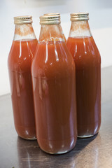 Bottles of Fresh Organic Homemade Tomato Sauce or Ketchup - No Labels
