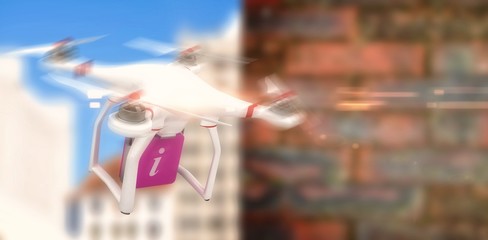 Obraz na płótnie Canvas Composite image of digital image of a drone holding a cube