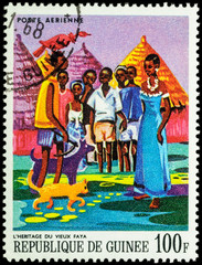 Heritage of the old Faya - scene from African Legends on postage