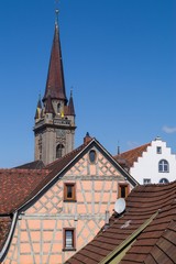 Fototapeta premium Radolfzell Münster Turm mit blauen Himmel