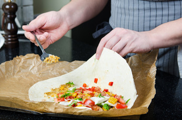 vegan burrito with corn