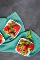 Appetizing strawberry in the bowl