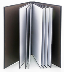 Blank book with black cover on white background