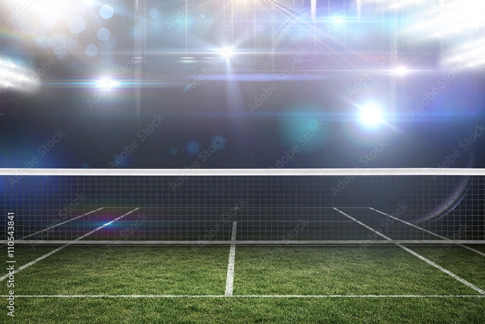 Poster composite image of digital image of tennis net on a white backgr