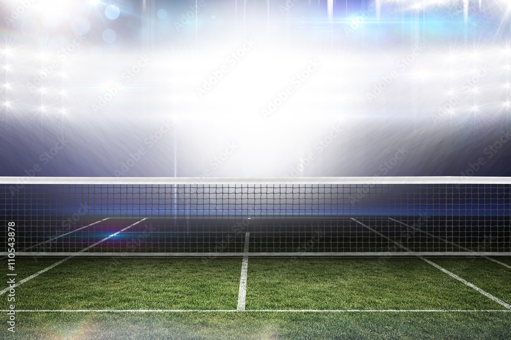 Poster composite image of digital image of tennis net on a white backgr