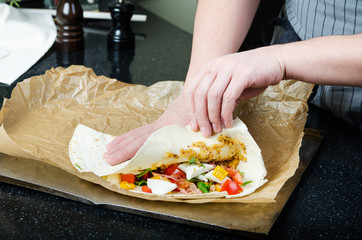 vegan burrito with corn