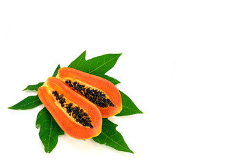 Ripe papaya isolated on white background.