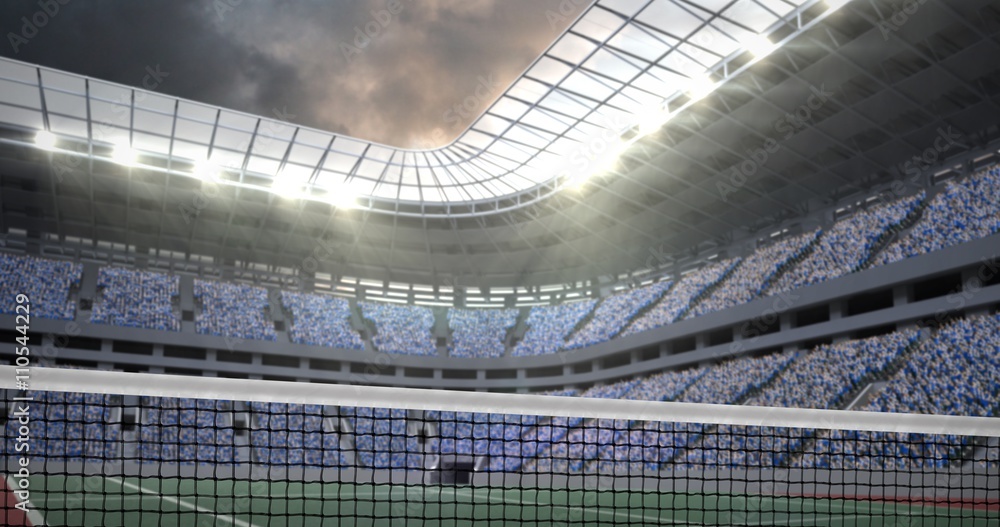 Poster composite image of digital image of tennis net on a white backgr
