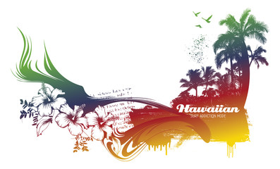 colorful hawaiian beach - obrazy, fototapety, plakaty