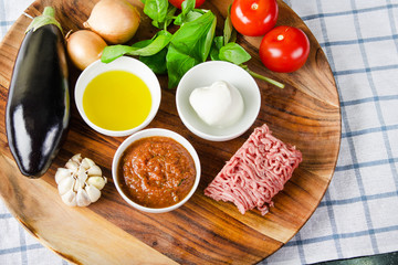 ingredients for cooking parmigiana di melanzane 