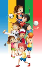 Washable wall murals Kids Poster of children doing different sports