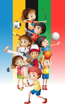 Poster of children doing different sports