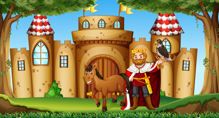 King and horse at the castle