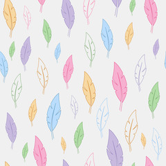 Obraz premium Seamless pattern with feathers of different colors