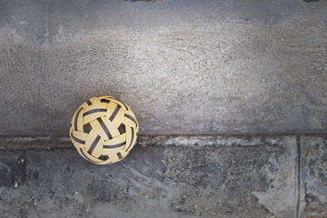 rattan ball on wood background, ball, Sepak Takraw in Thailand