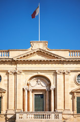 A facade of the National Library of Malta, Valletta