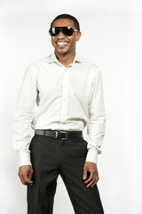 Fototapeta premium Happy Black Male on White