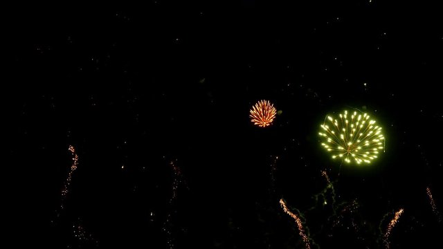 Colorful fireworks at holiday night. 4K UHD.

