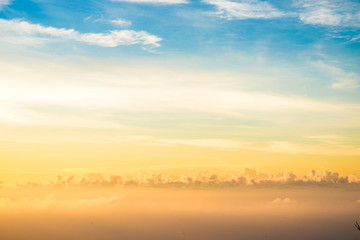 Colourful Sunrise on mountains with blue sky