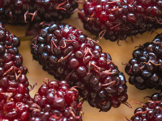 Group of  mulberry on wooden