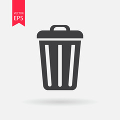 Trash bin or delete icon. Trash bin logo flat design style. Trash bin Isolated on white background. Vector illustration