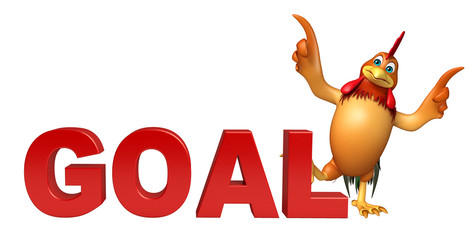Chicken cartoon character with goal