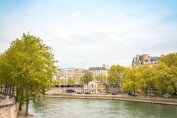 PARIS, FRANCE - May 7 : Street view of  river Seine in Paris cit