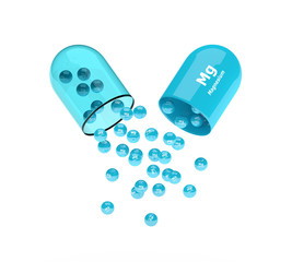magnesium capsule with granules isolated over white