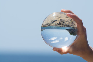 Glass ball at Mediterranean Sea