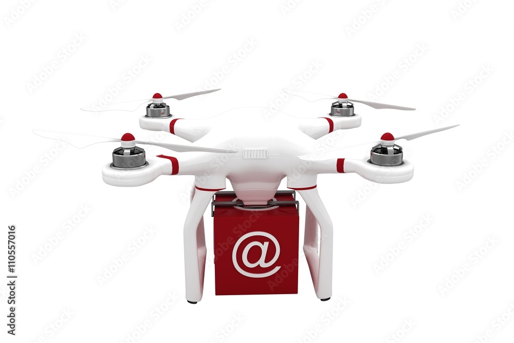 Poster digital image of a drone holding a cube