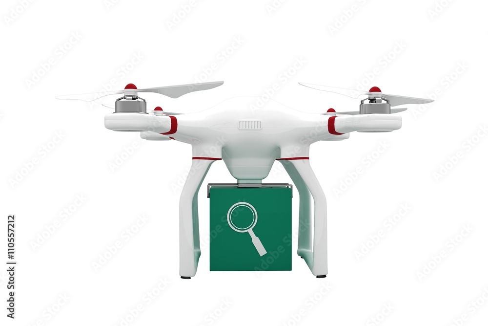 Poster digital image of a drone holding a cube