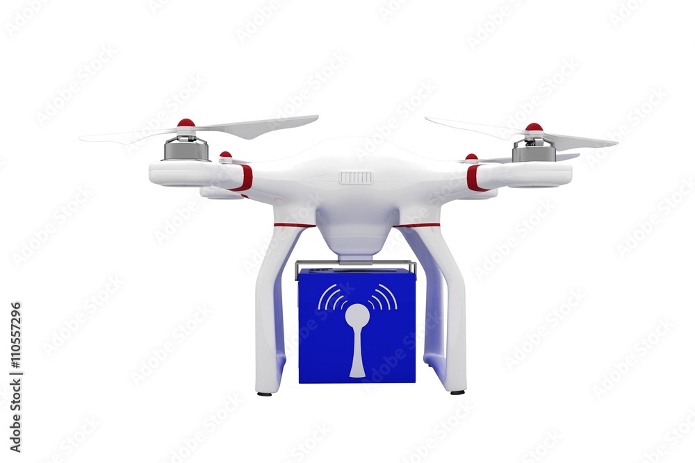 Poster digital image of a drone holding a cube