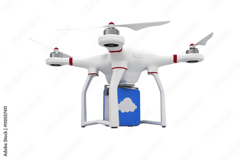 Poster digital image of a drone holding a cube