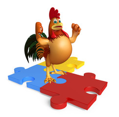 cute Chicken cartoon character with puzzle