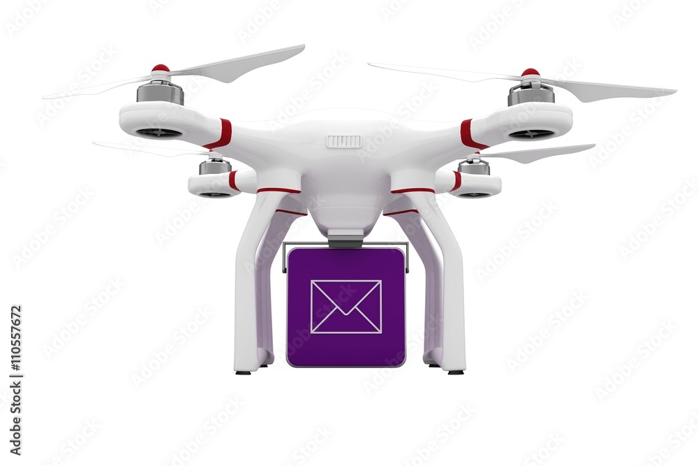 Poster digital image of a drone holding a cube