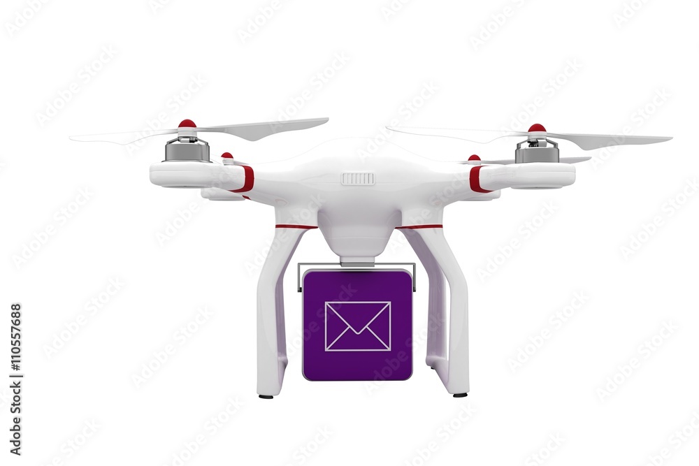 Poster digital image of a drone holding a cube