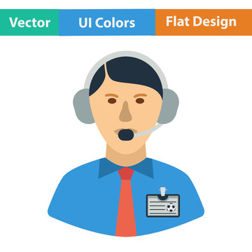 Flat Design Icon Of Football Commentator