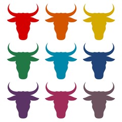 Bull icons vector set