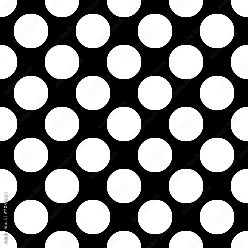 Wall mural big polka dot seamless pattern. abstract fashion black and white texture. monochrome template. graph