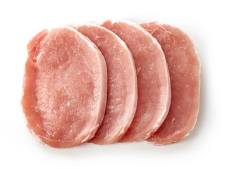 fresh raw pork chop slices