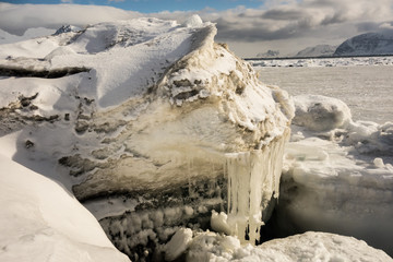 Fototapeta na wymiar Plażowe rzeźby lodowe
