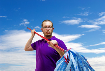 Fototapeta premium 380 - Man with mop