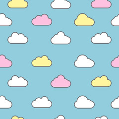 Seamless pattern with clouds on a blue background