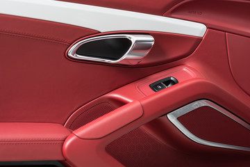 Car detailing series : Clean red leather car door panel