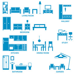 Vector home furniture silhouette icons 3