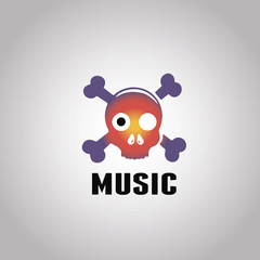 Music skull logo. Record Studio logo Vector EPS 10  Pirate station